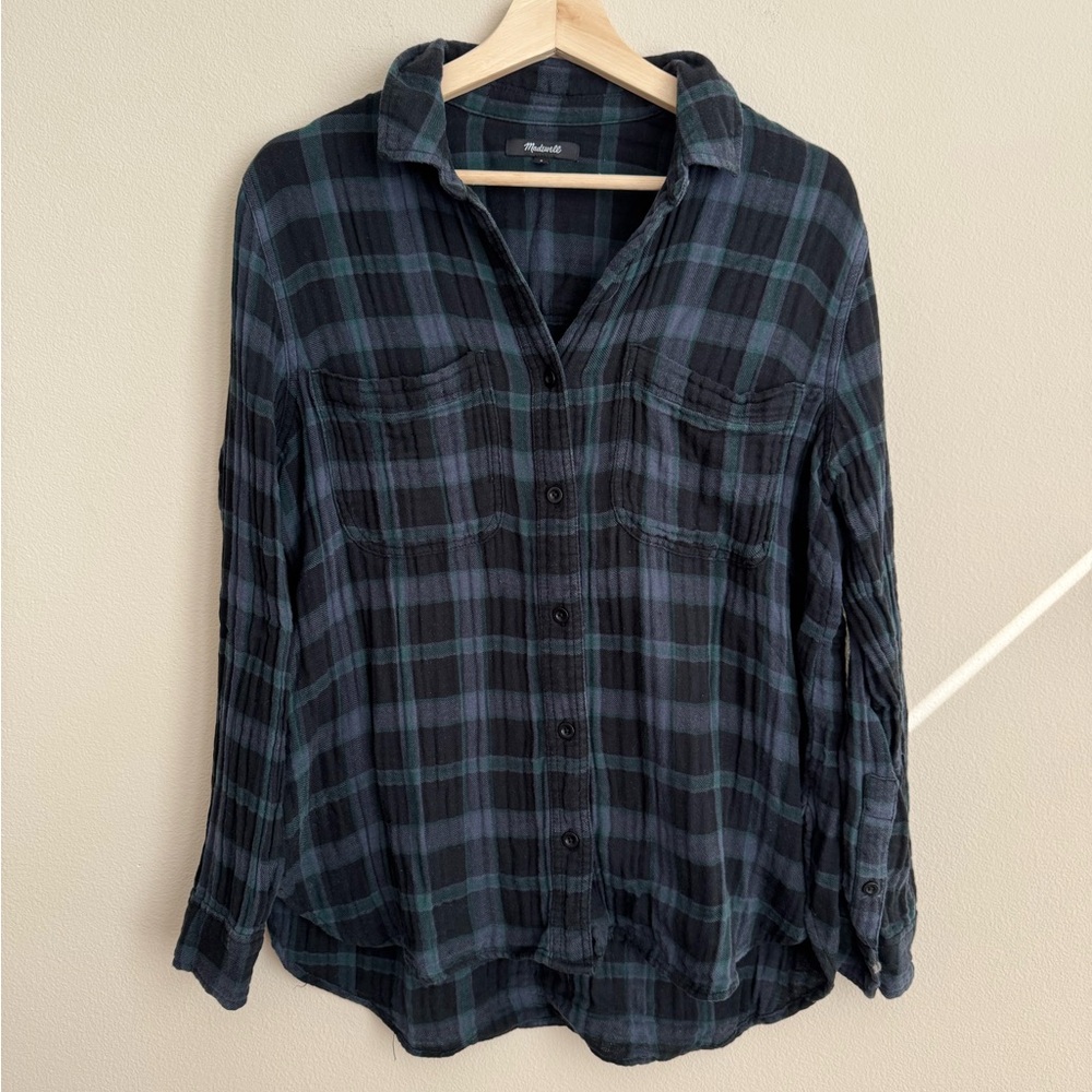 Madewell Lightspun Oversized Plaid Button-Up Shirt